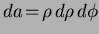 $da\!=\!{\rho}\,d{\rho}\,d{\phi}$