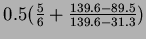 $0.5(\frac{5}{6}+\frac{139.6-89.5}{139.6-31.3})$