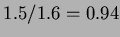 $1.5/1.6=0.94$